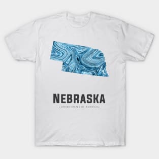 Nebraska state map abstract blue T-Shirt